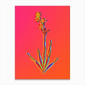 Neon Bugle Lily Botanical in Hot Pink and Electric Blue n.0457 Canvas Print