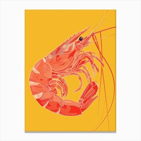 Red Shrimp On Yellow Background Canvas Print
