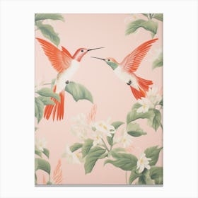 Vintage Japanese Inspired Bird Print Hummingbird 4 Canvas Print