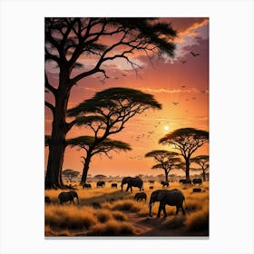 Sunset In The Savannah 4 Canvas Print