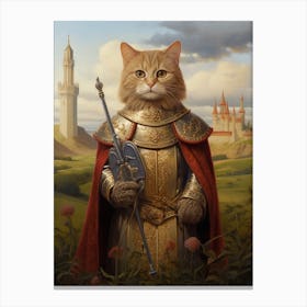 Cat In Medieval Armour 3 Canvas Print