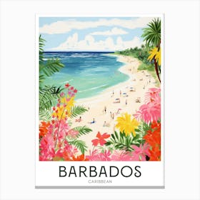 Barbados, Caribbean Maximalist Travel Poster Vibrant Colour  Canvas Print