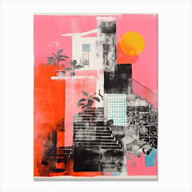 A House In Positano, Abstract Risograph Style 4 Canvas Print