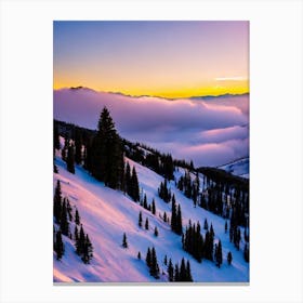Snowmass, Usa Sunrise Skiing Poster Canvas Print