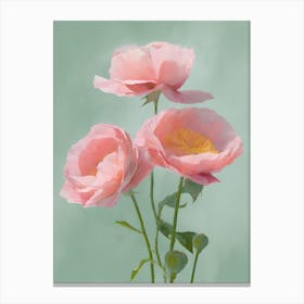 Pink Roses Flowers Acrylic Painting In Pastel Colours 5 Canvas Print