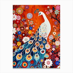 White Peacock Painting 4 Canvas Print