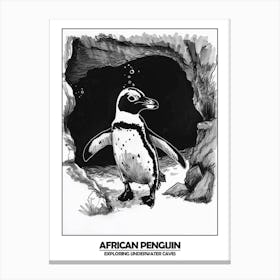 Penguin Exploring Underwater Caves Poster Canvas Print