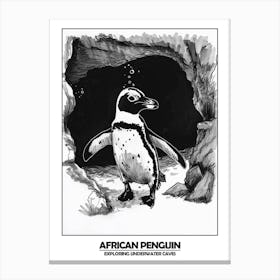 Penguin Exploring Underwater Caves Poster Stampe su tela