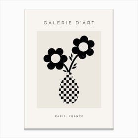 Botanical Floral Black And Beige Canvas Print