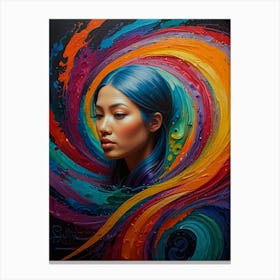 Woman With Colorful Hair 4 Canvas Print