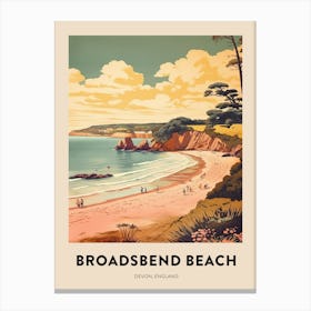 Devon Vintage Travel Poster Broadsbend Beach Canvas Print