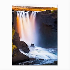 Skogarfoss Waterfall, Iceland Nat Viga Style (2) Canvas Print