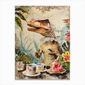 Kitsch Dinosaur Tea Party 3 Canvas Print