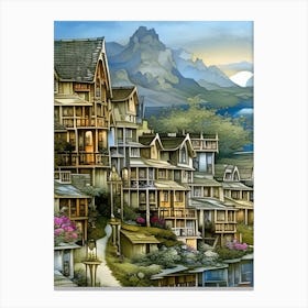 Village By The Lake 1 Canvas Print