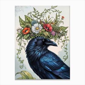 Crow With Flower Crown 4 Canvas Print