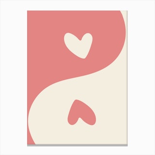 Ying Yang Pink Hearts Canvas Print