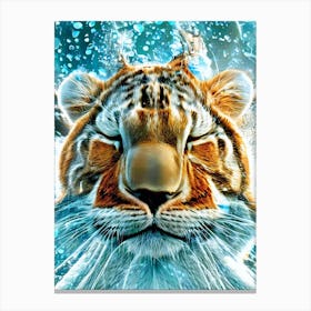 Tiger In The Water Canvas Print