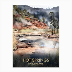 Hot Springs National Park Watercolour Vintage Travel Poster 4 Canvas Print