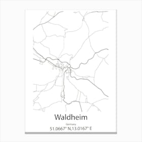 Waldheim,Germany Minimalist Map Canvas Print