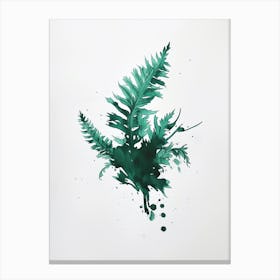 Green Ink Painting Of A Staghorn Fern 4 Canvas Print