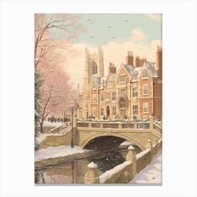 Vintage Winter Illustration Cambridge United Kingdom 1 Canvas Print