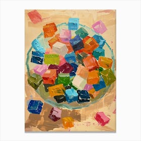 Rainbow Jelly Cubes Beige Painting 1 Canvas Print