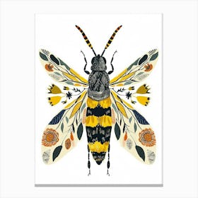 Colourful Insect Illustration Yellowjacket 12 Canvas Print
