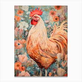 Chicken 2 Detailed Bird Painting Canvas Print