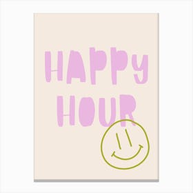 Happy Hour Poster Lilac & Green Canvas Print