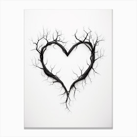 Minimalist Black Tree Branch Heart 1 Canvas Print