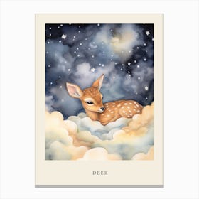 Baby Deer 7 Sleeping In The Clouds Nursery Poster Canvas Print