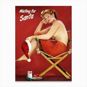 Pinup Sexy Girl Is Waiting For Santa Canvas Print