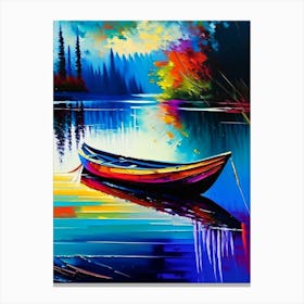 Canoe On Lake Water Waterscape Bright Abstract 1 Canvas Print