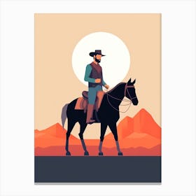 Vintage Cowboy Sunset Canvas Print