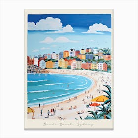 Poster Of Bondi Beach, Sydney, Australia, Matisse And Rousseau Style 2 Canvas Print