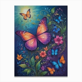 Butterflies And Flowers 1 Toile