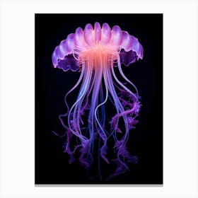 Mauve Stinger Jellyfish Neon Illustration 5 Canvas Print