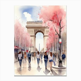 Champs-Elysées Avenue. Paris. The atmosphere and manifestations of spring. 14 Canvas Print