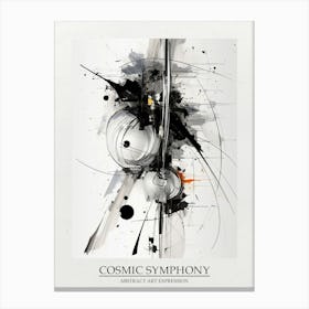 Cosmic Symphony Abstract Black And White 2 Poster Canvas Print
