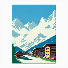 Kitzbühel, Austria Midcentury Vintage Skiing Poster Canvas Print