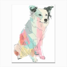 Border Collie Dog Pastel Line Painting 1 Canvas Print