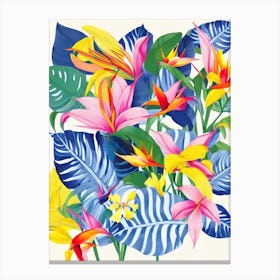 Bird Of Paradise Modern Colourful Flower Canvas Print