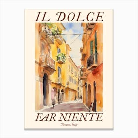 Il Dolce Far Niente Taranto, Italy Watercolour Streets 1 Poster Canvas Print