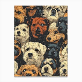 Perfectly Repeatable Artwork With Cute Dog Faces 13 Canvas Print