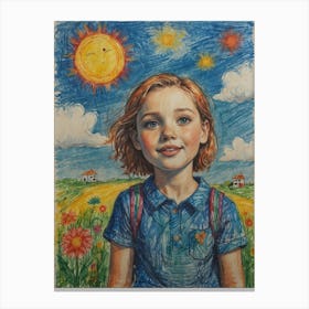 Girl With Sun Canvas Print