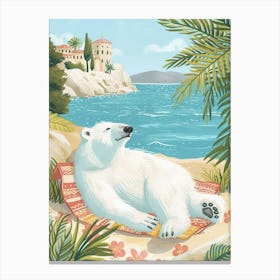 Polar Bear Relaxing In A Hot Spring Storybook Illustration 3 Canvas Print