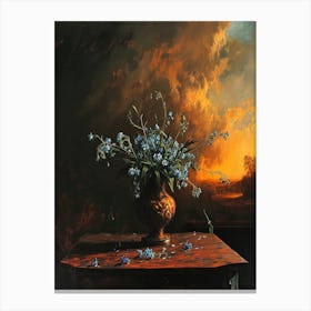 Baroque Floral Still Life Forget Me Nots 4 Canvas Print