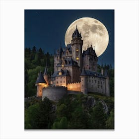 Full Moon Over Castle 1 Canvas Print