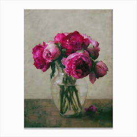 Pink Peonies In A Vase 1 Canvas Print