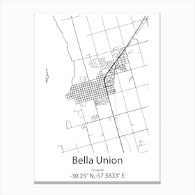 Bella Union,Uruguay Minimalist Map Canvas Print